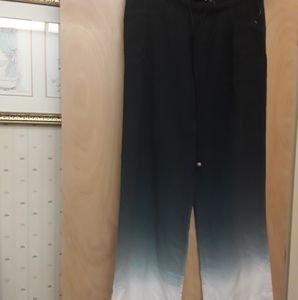 Soft Surroundings Blue Ombre Dip Tie Die  Drawstring Trouser Pants S